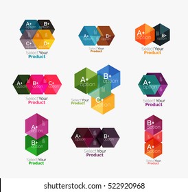 Vector set of geometric paper business infographics layouts