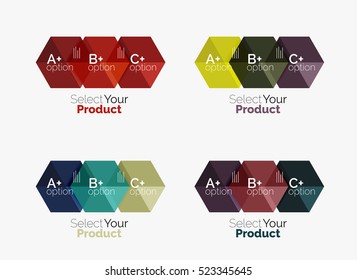 Conjunto de vectores de diseños de infografías de negocios de papel geométrico