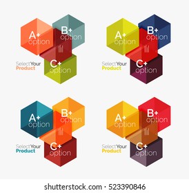 Vector set of geometric paper business infographics layouts