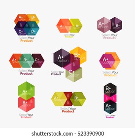 Vector set of geometric paper business infographics layouts