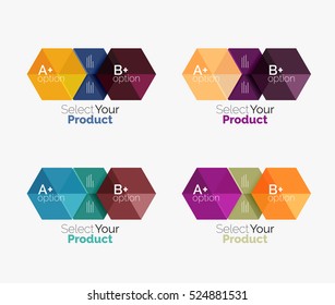 Vector set of geometric paper business infographics layouts