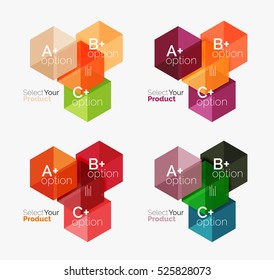 Infografiken-Layouts für das Geschäft mit geometrischem Papier in Vektorgrafiken