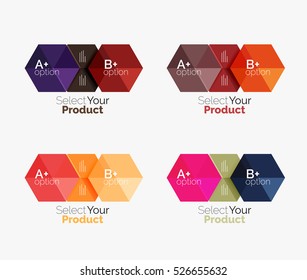 Conjunto de vectores de diseños de infografías de negocios de papel geométrico