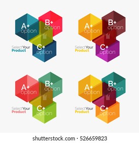 Vector set of geometric paper business infographics layouts