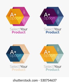 Conjunto de vectores de diseños de infografías de negocios de papel geométrico