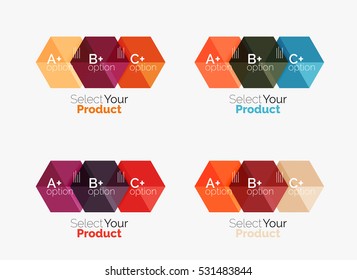 Vector set of geometric paper business infographics layouts
