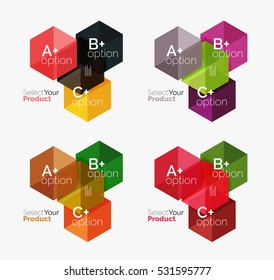Vector set of geometric paper business infographics layouts