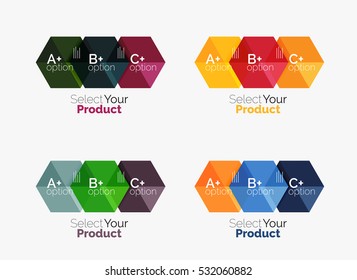 Conjunto vetorial de layouts de infográficos empresariais de papel geométrico