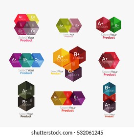 Vector set of geometric paper business infographics layouts