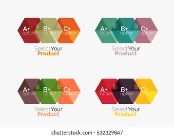 Vector set of geometric paper business infographics layouts