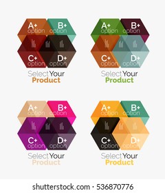 Vector set of geometric paper business infographics layouts
