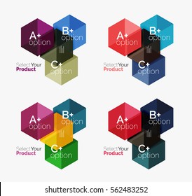 Vector set of geometric paper business infographics layouts