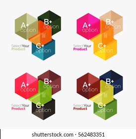 Conjunto de vectores de diseños de infografías de negocios de papel geométrico