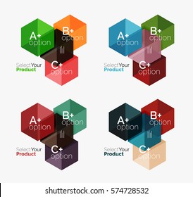 Vector set of geometric paper business infographics layouts