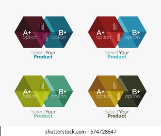 Conjunto de vectores de diseños de infografías de negocios de papel geométrico