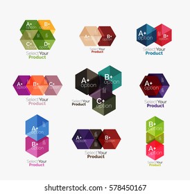 Vector set of geometric paper business infographics layouts