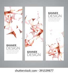 Vector set geometric polygonal banners. Technology modern business template.