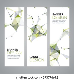 Vector set geometric polygonal banners. Technology modern business template