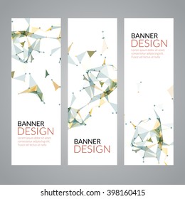 Vector set geometric polygonal banners. Technology modern business template