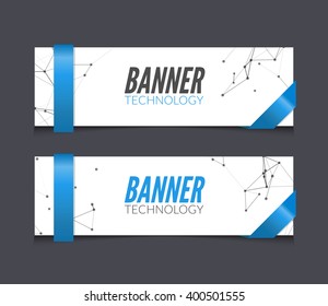Vector set geometric polygonal banners. Technology modern business template