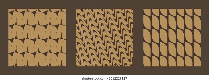 Vector set of geometric seamless pattern. Abstract background with wicker elements.