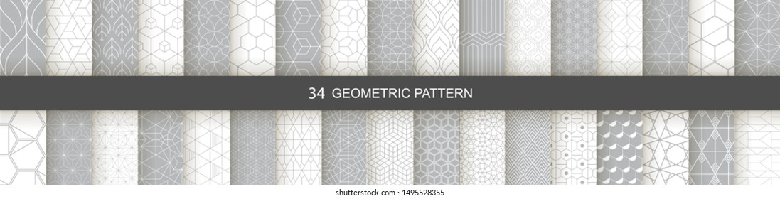 Vector Set of Geometric seamless patterns. Abstract geometric  hexagonal  graphic design print 3d cubes pattern. Seamless  geometric cubes pattern.