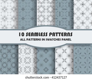 vector set of geometric seamless patterns for design. eps 10