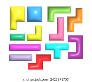 A vector set of geometric shapes. A collection of 3D figures for a puzzle. The creative idea of the test

