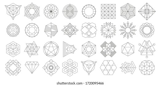 Vector set. Geometric shapes. Linear design. Minimal modern shapes. Minimalist geometric forms for your design project. Trendy hipster background and logotypes.  