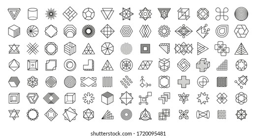 Vector set. Geometric shapes. Linear design. Minimal modern shapes. Minimalist geometric forms for your design project. Trendy hipster background and logotypes.  