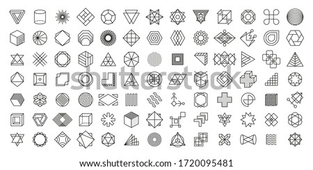 Vector set. Geometric shapes. Linear design. Minimal modern shapes. Minimalist geometric forms for your design project. Trendy hipster background and logotypes.  