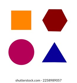 vector set of geometric shapes. rectangle, hexagon, circle and triangle shapes