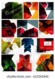 Vector set of geometric triangle and arrow abstract backgrounds