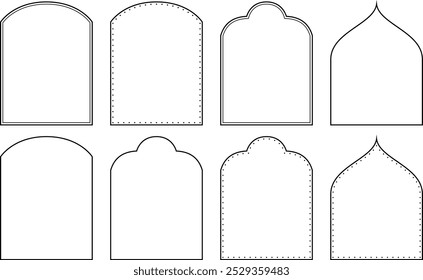 Vector set of geometrical arch frame for wedding invitation