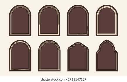Vector set of geometrical arch frame for wedding invitation