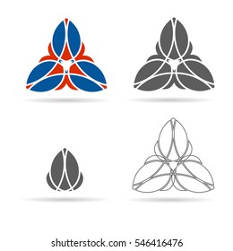 Vector set of geometrical figures, ornament, linear icon. Emblems are suitable for decorationof yoga, Spa, health, logos for packaging decoration. EPS8