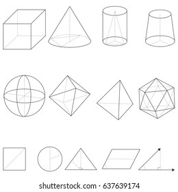 Vector Set of Geometrical Shapes on White Background