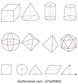 Vector Set of Geometrical Shapes on White Background