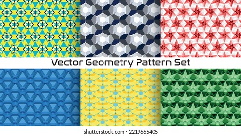 Vector set of Geometry Patterns. Colorful and innovative background. Abstract geometric texture design. Vector illustration.