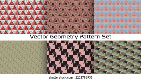 Vector set of Geometry Patterns. Colorful and innovative background. Abstract geometric texture design. Vector illustration