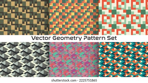 Vector set of Geometry Patterns. Colorful and innovative background. Abstract geometric texture design. Vector illustration