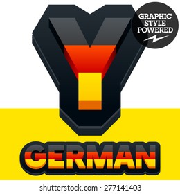 Vector set of Germany flag 3D alphabet. Letter  Y