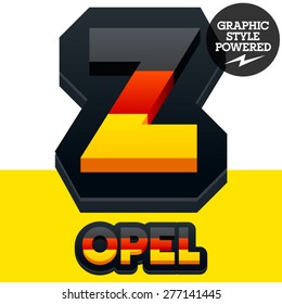 Vector set of Germany flag 3D alphabet. Letter  Z