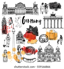 Vector set of Germany landmarks