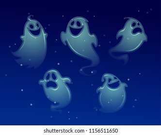 vector set of ghost apparition spook horror a friend ghost funny starry sky