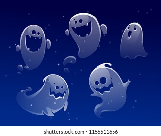 vector set of ghost apparition spook horror a friend ghost funny starry sky