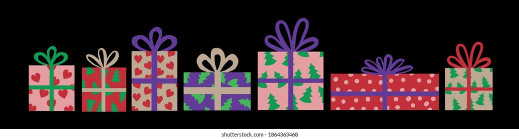 vector set of gift boxes with pattern and other size