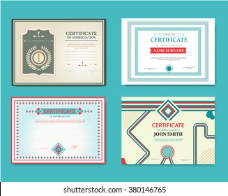 Vector set of  gift certificates. Great for   diplomas, and awards.  