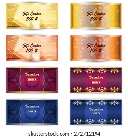 Vector set of gift coupon, gift card for design