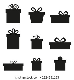 vector set of gift stencil